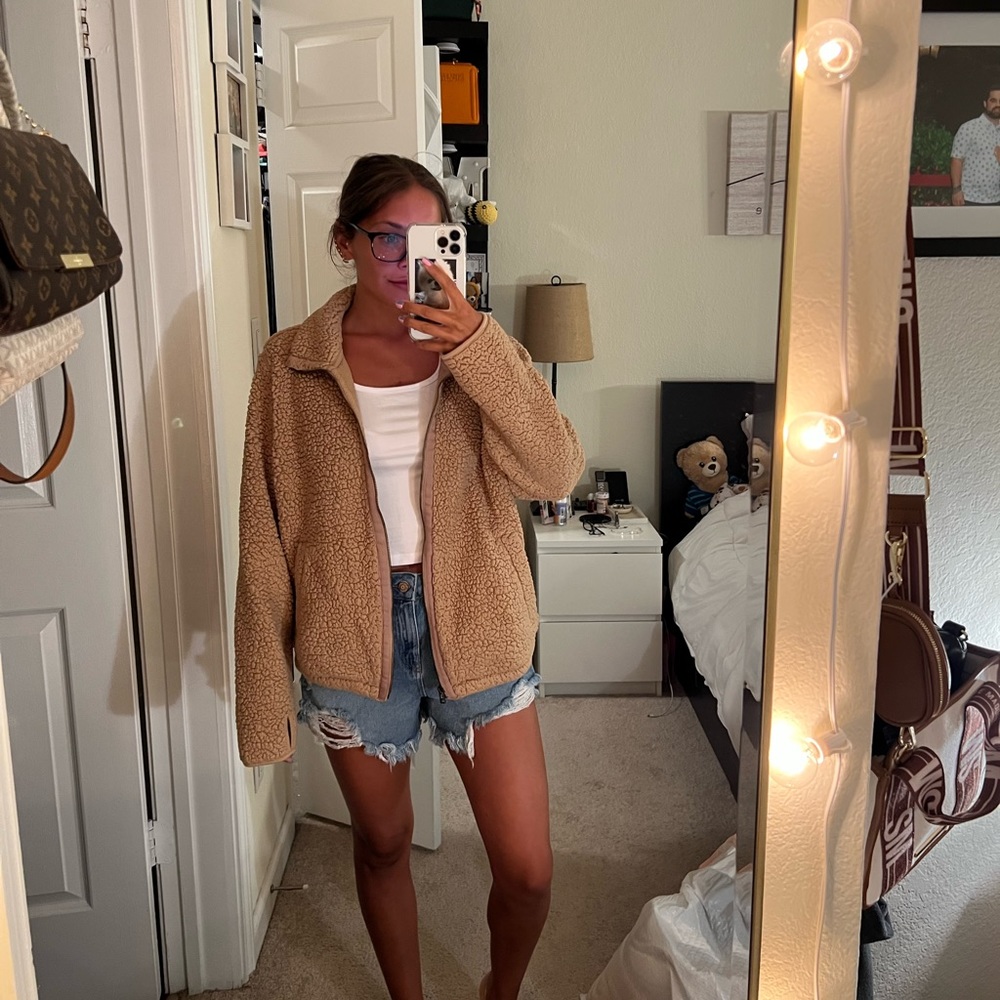 Brown sherpa zip up jacket